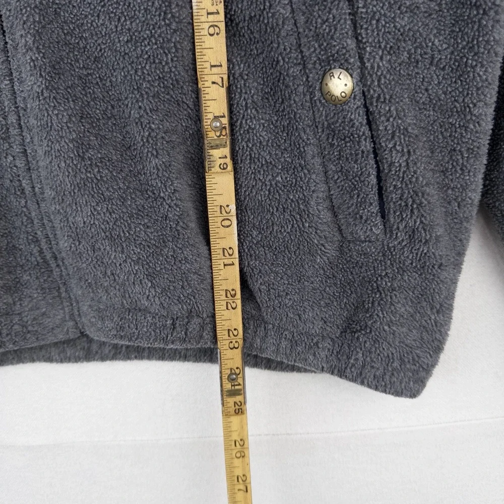 90's Vtg Polo Ralph Lauren Men's S Fleece Chin Strap Harrington Jacket Gray